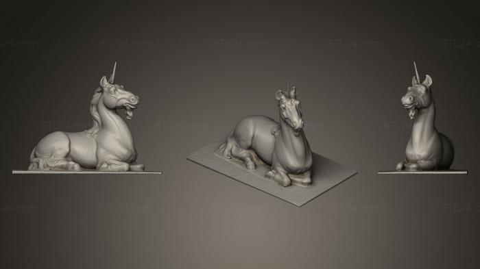 Статуэтки животных (Скульптура Единорога, STKJ_0467) 3D модель для ЧПУ станка